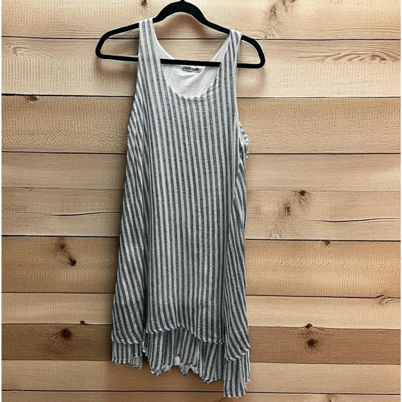 Angela Mara Sleeveless Mini Dress Made In Italy Woman's Size M Blue & White - Picture 1 of 8